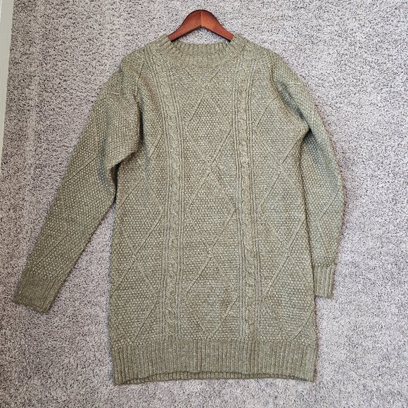 Cable Knit Sweater Dress in green size small - Picture 1 of 10
